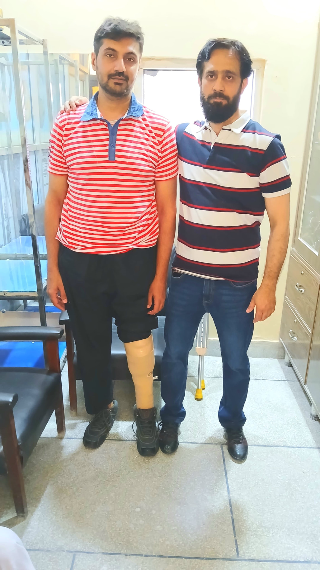 Prosthetic fitting and alignment session at Ortho Care Home